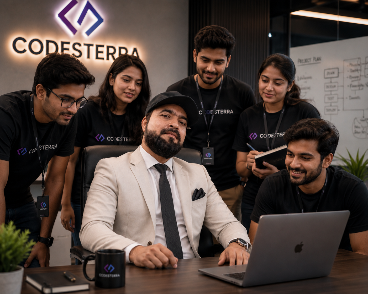 CodeSterra team collaborating in office