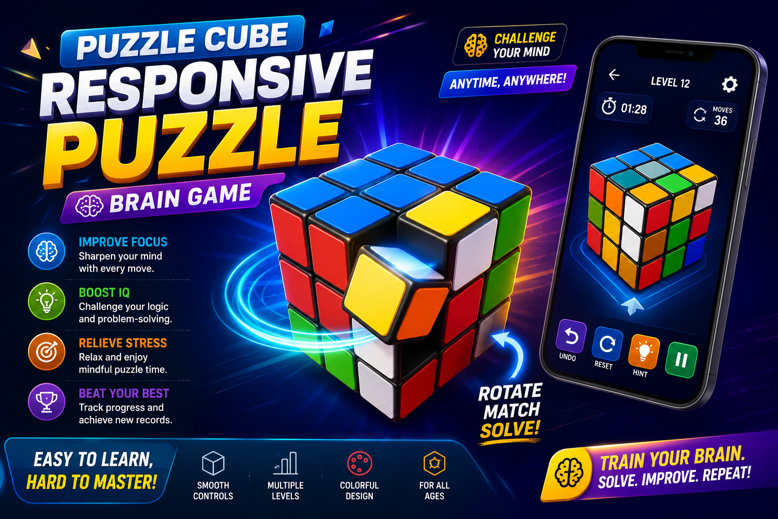 Puzzle Cube Responsive Puzzle Brain Game