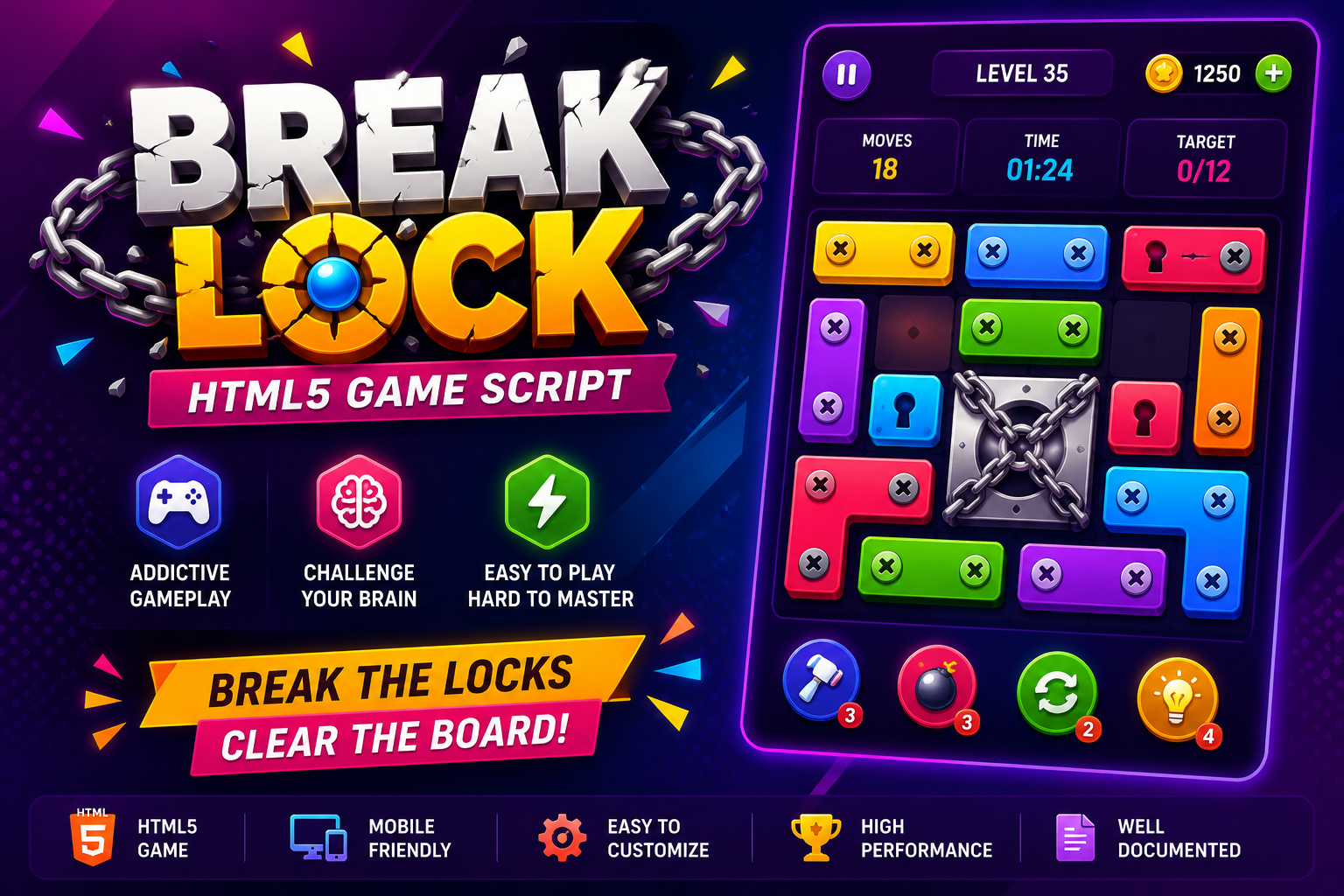 Break Lock HTML5 Game Script