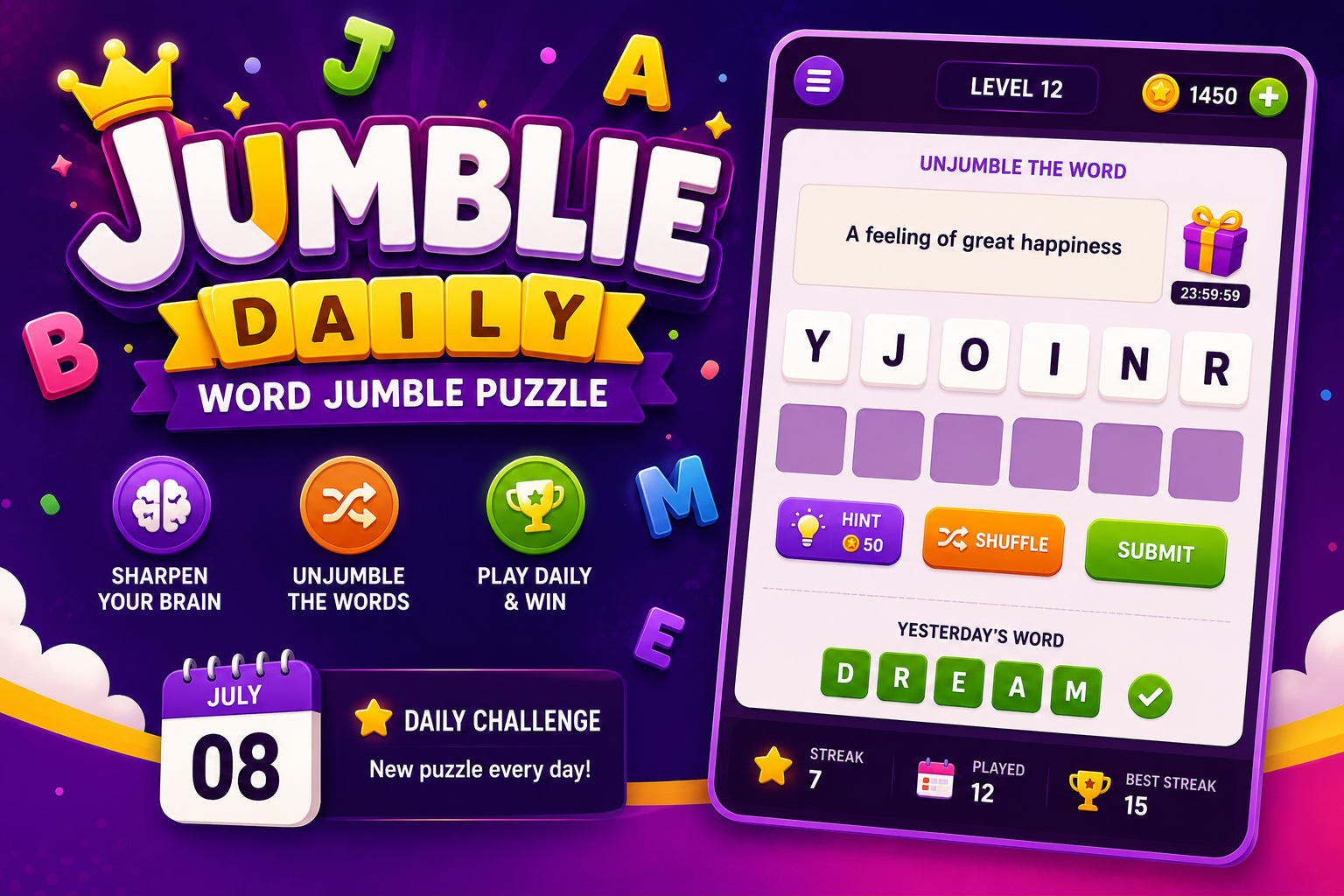 Jumblie Daily HTML5 Game – Word Jumble Puzzle