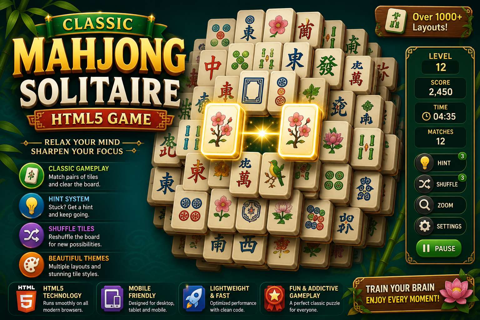 Mahjong Game HTML5 – Classic Mahjong Solitaire