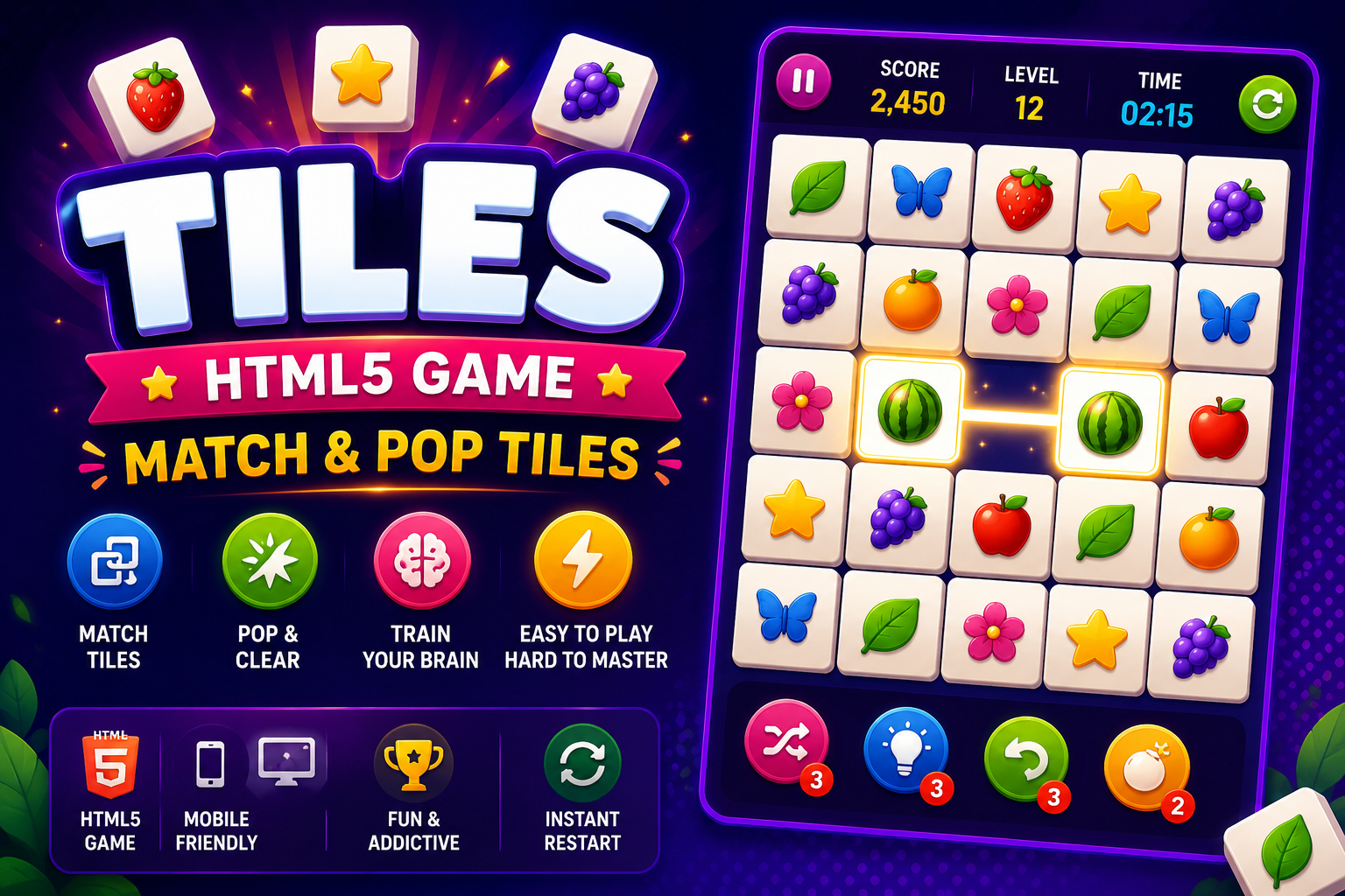 Tiles HTML5 Game – Match & Pop Tiles
