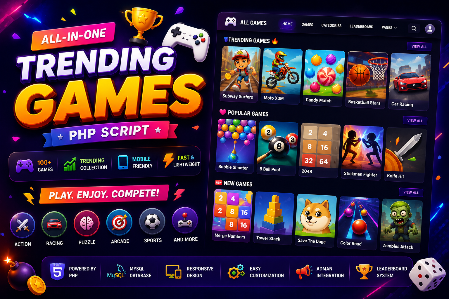 All-in-One Trending Games PHP Script