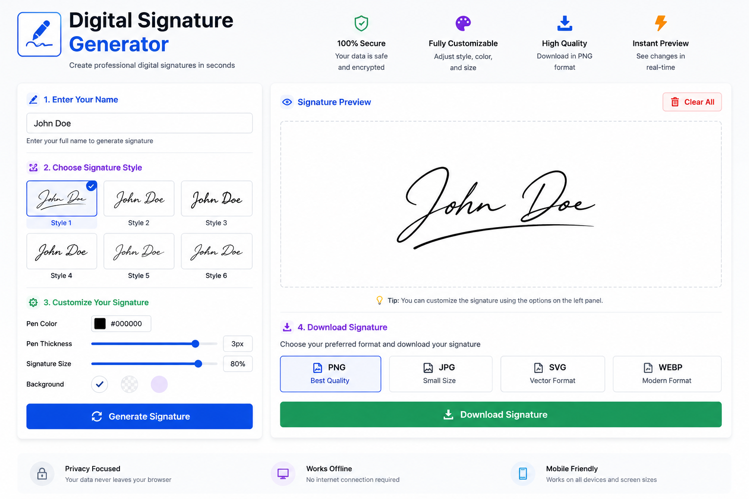 Digital Signature Generator PHP Script