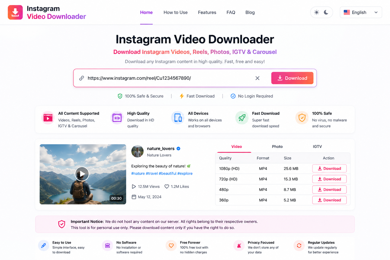 Instagram Video Downloader PHP Script