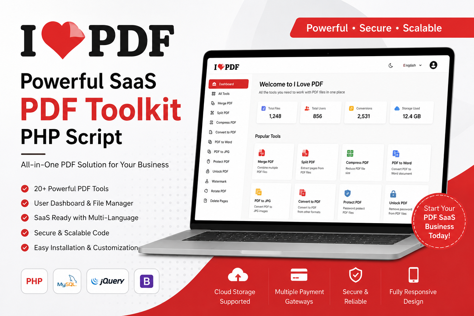 I Love PDF – Powerful SaaS PDF Toolkit PHP Script