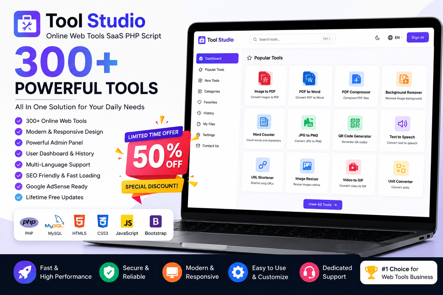 Tool Studio Online Web Tools SaaS PHP Script