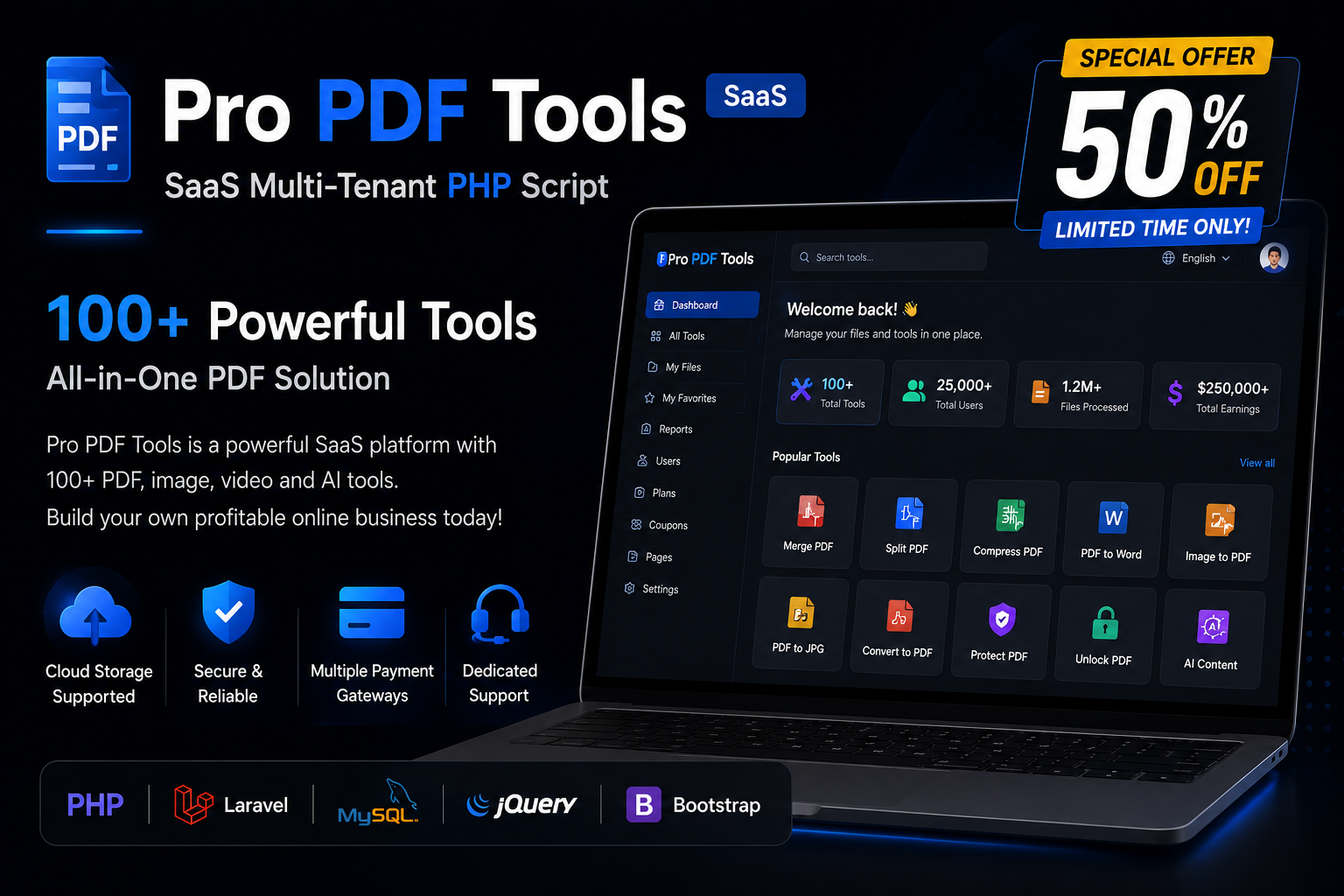 Pro PDF Tools – SaaS Multi-Tenant PHP Script