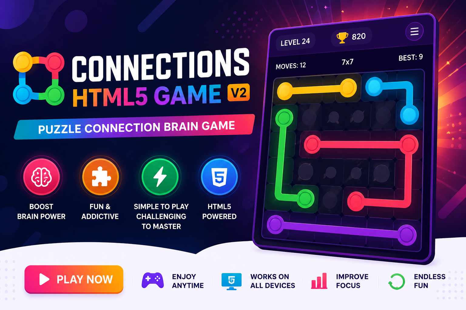 Connections HTML5 Game V2 | Puzzle Connection Brain Game