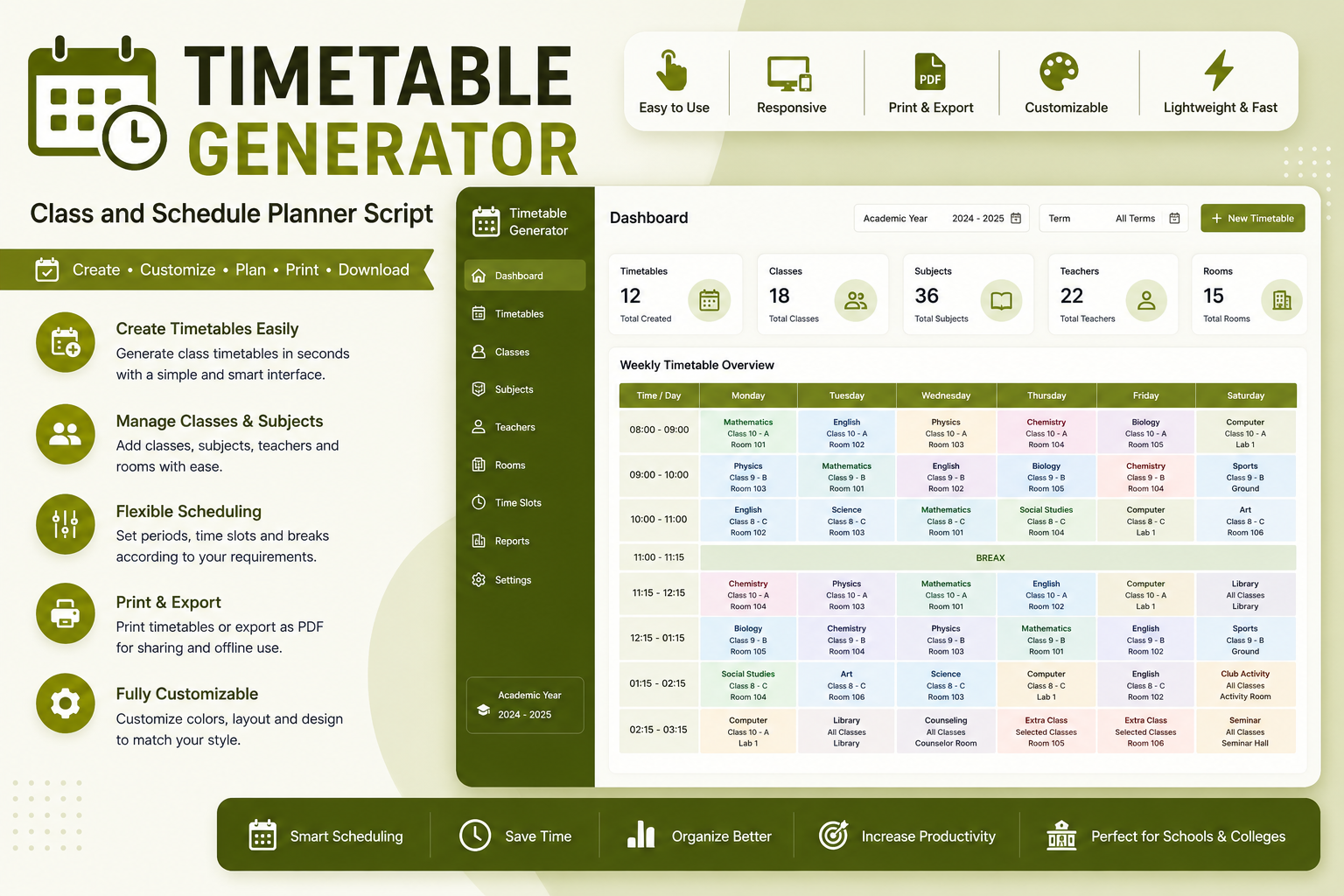 Timetable Generator – Class and Schedule Planner Script